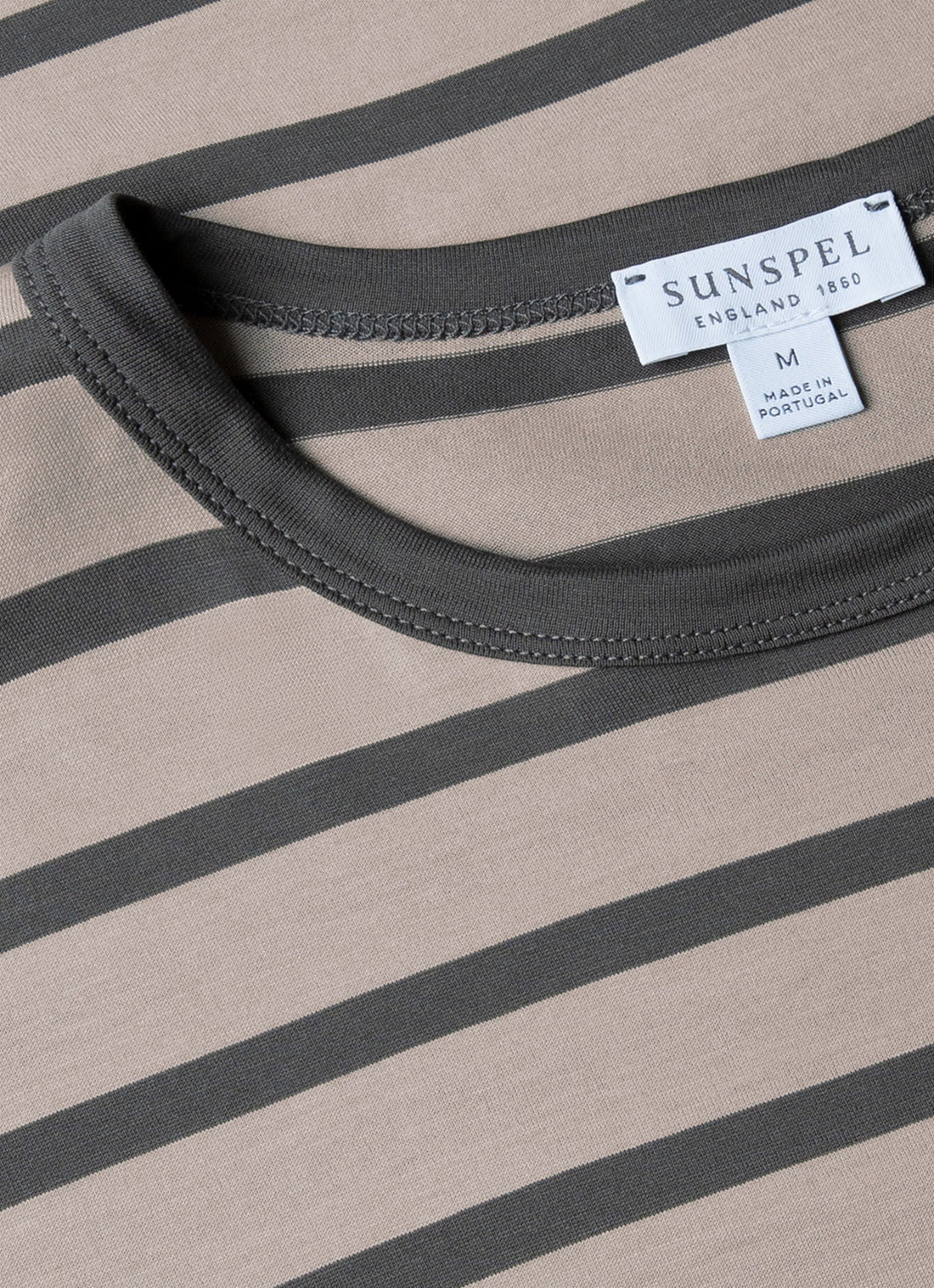 Men's Classic T-shirt in Ash Grey/Charcoal Breton Stripe