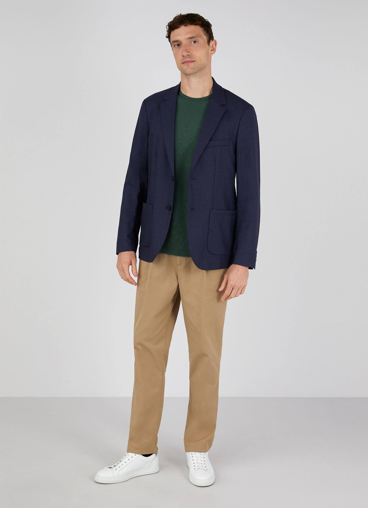 Men's Cotton Linen T-shirt in Deep Green