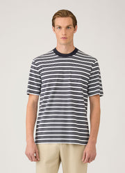 Men's Relaxed Fit Heavyweight T-shirt in White/Navy