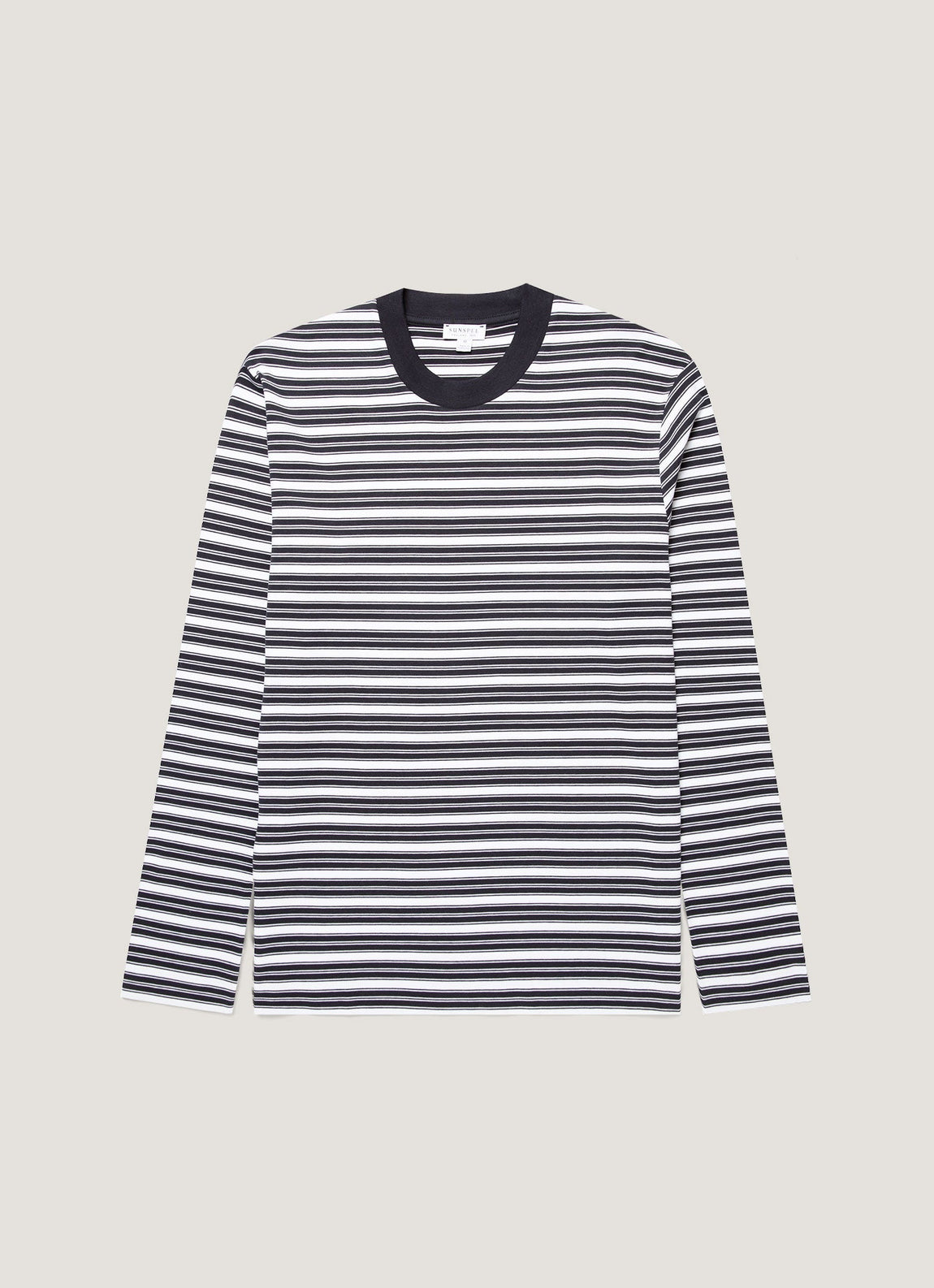 Men's Long Sleeve Heavyweight T-shirt in White/Navy