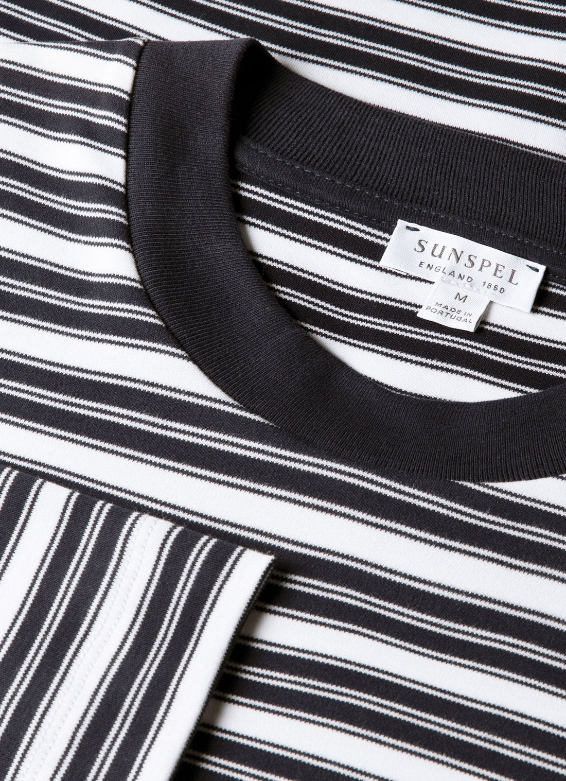 Men's Long Sleeve Heavyweight T-shirt in White/Navy