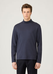 Men's Roll Neck Heavyweight T-shirt in Navy