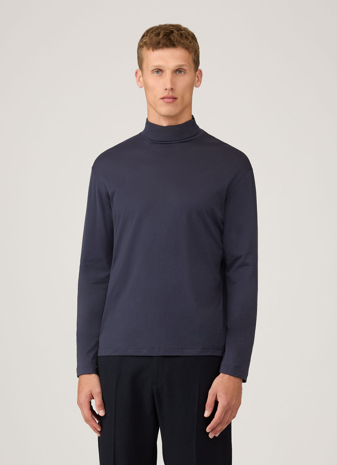 Men's Long Sleeve Roll Neck in Navy