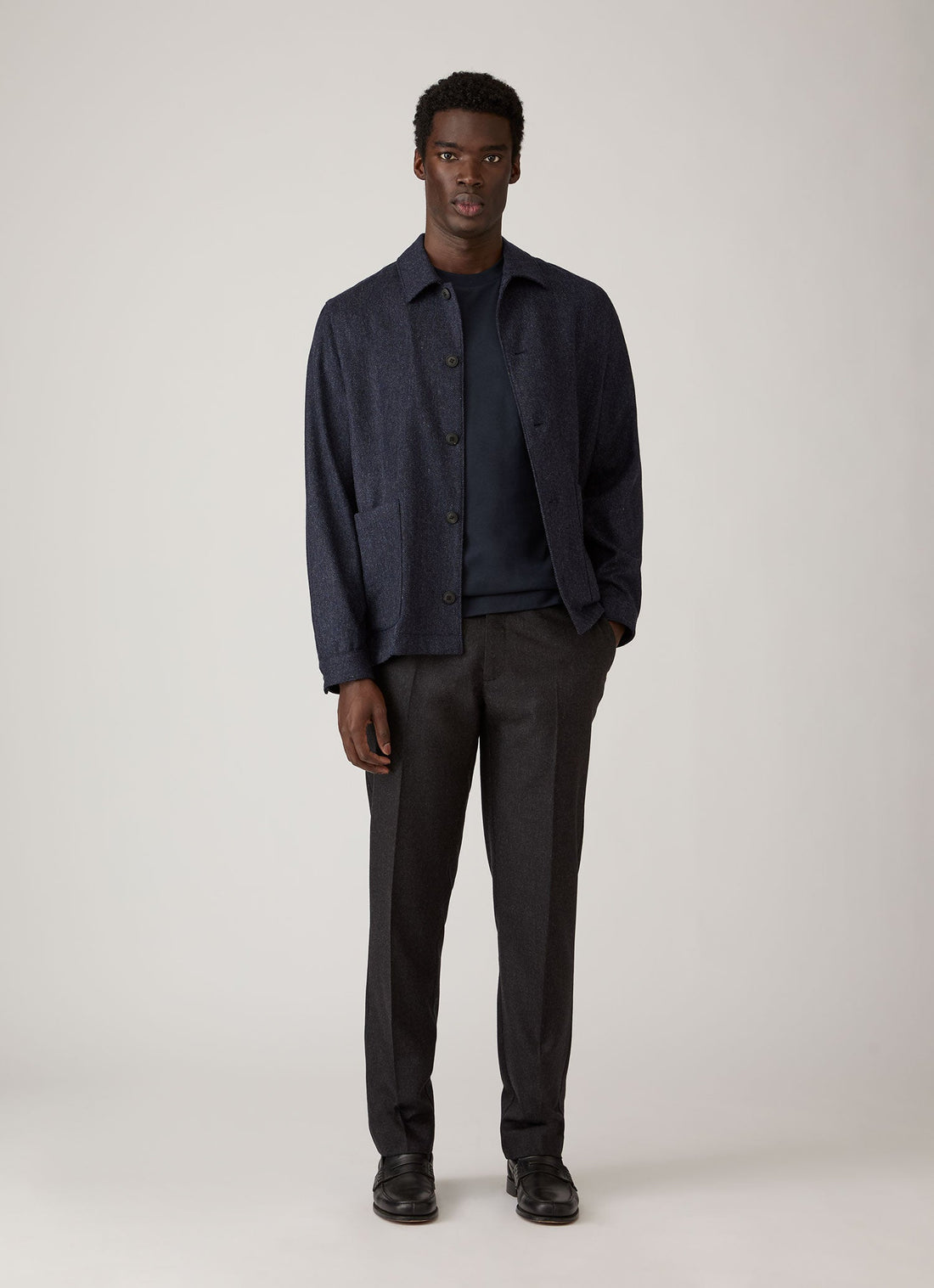 Men's Brushed Cotton T-shirt in Midnight Navy