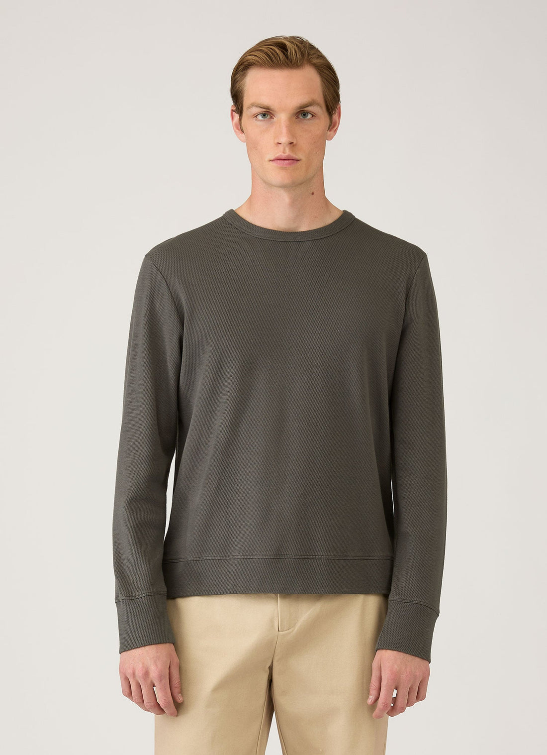 Men's Long Sleeve Cellulock Crew Neck in Charcoal