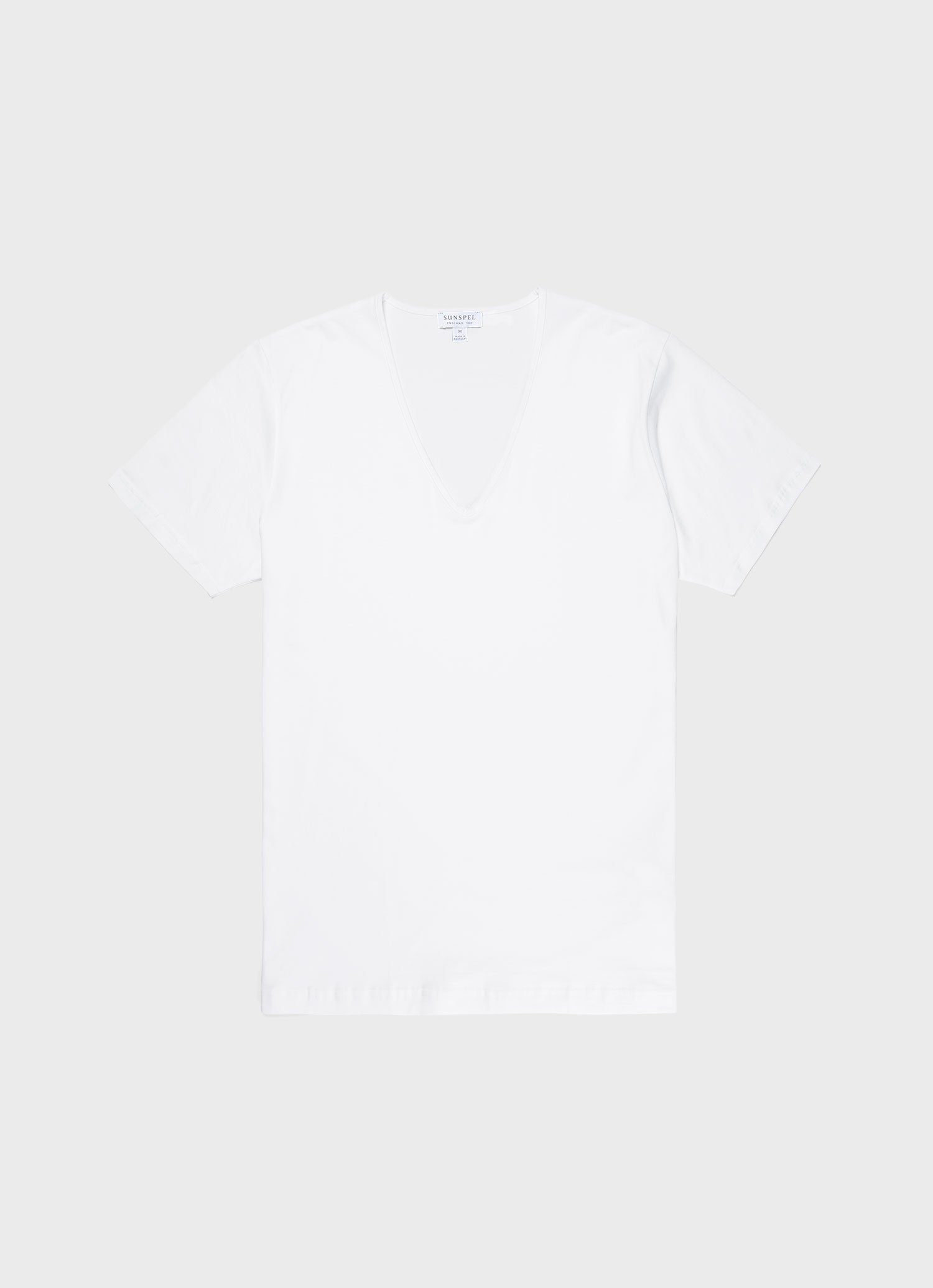 Men's Superfine Cotton Underwear V-Neck T-shirt in White | Sunspel