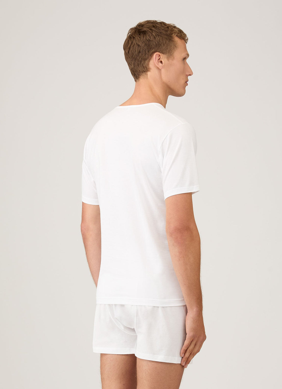 Men's Superfine Cotton V-neck Underwear T-shirt in White