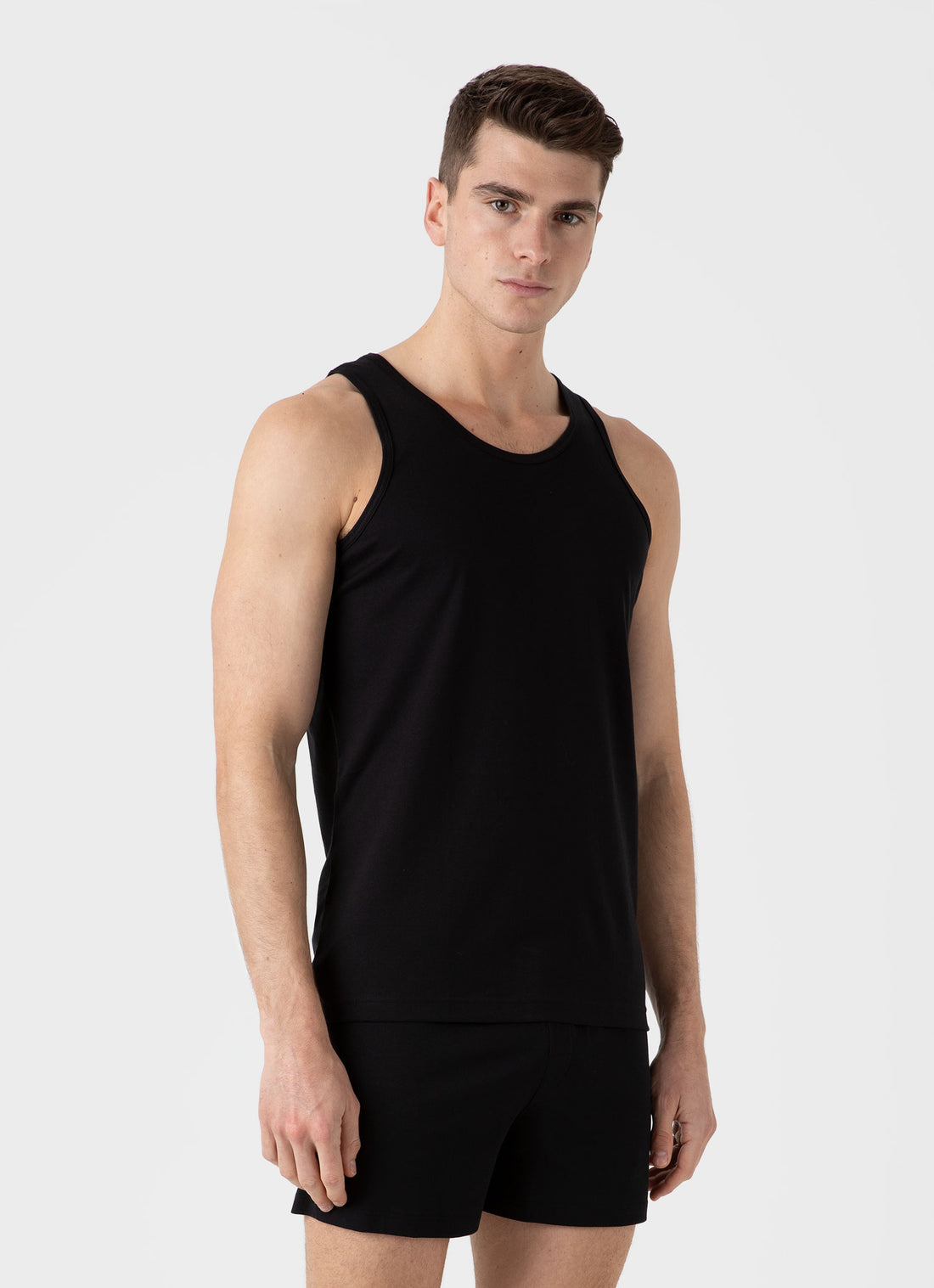 Men's Superfine Cotton Underwear Vest in Black