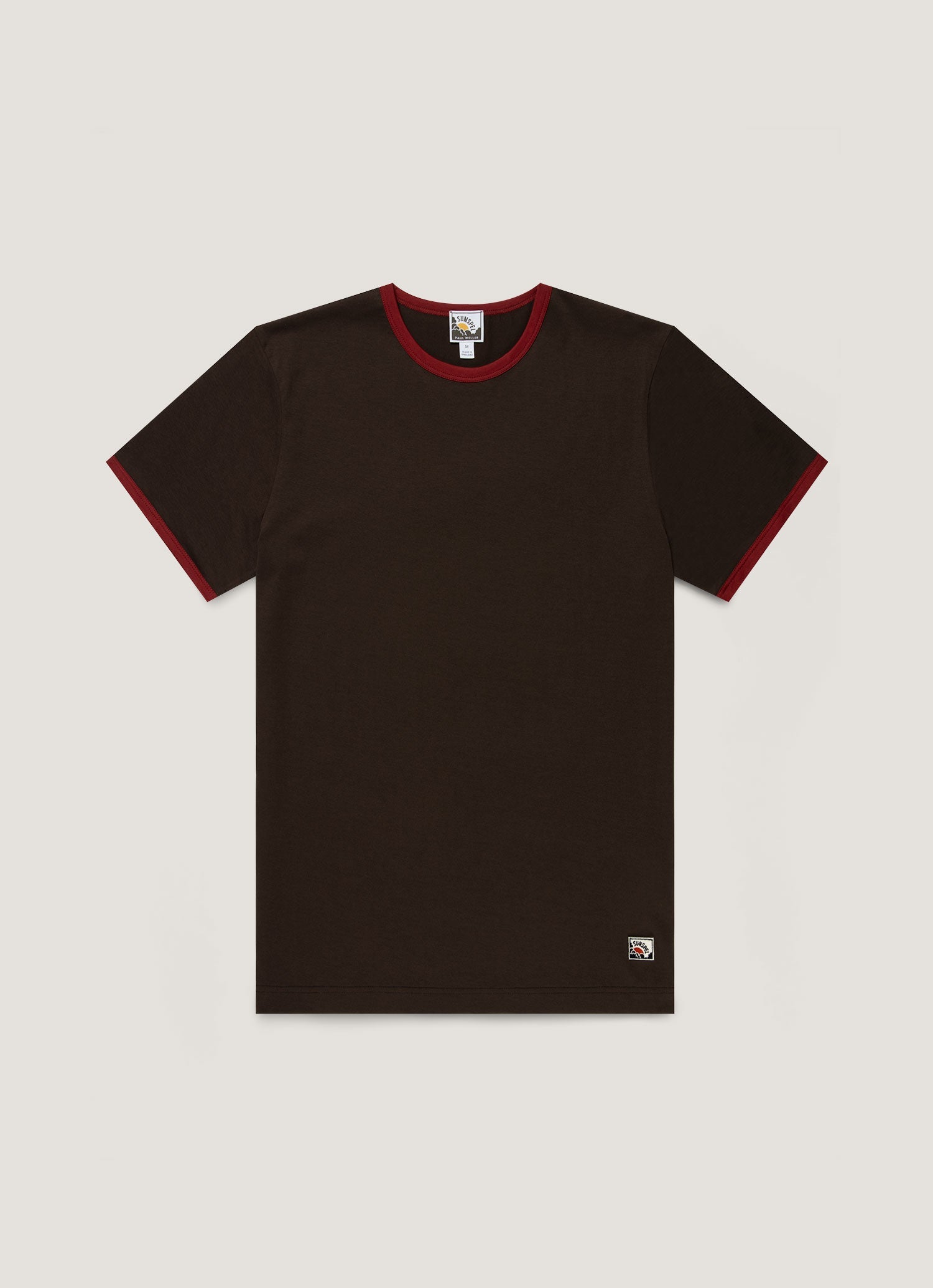 Men's Sunspel x Paul Weller Ringer T-shirt in Dark Brown