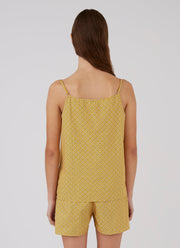 Women's Cotton Cami in Plant Geo Mustard
