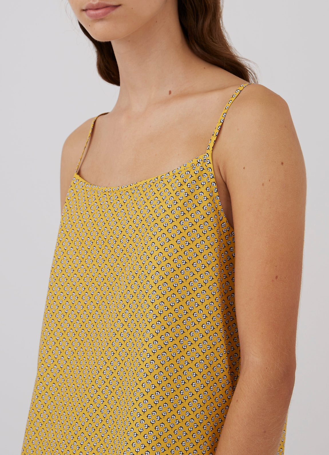 Women's Cotton Cami in Plant Geo Mustard