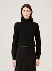 Women's Lambswool Funnel Neck Jumper in Black