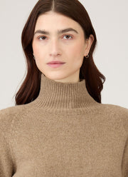 Women's Lambswool Funnel Neck Jumper in Mink