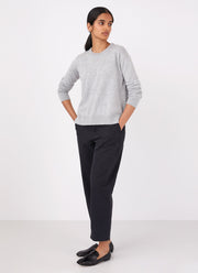 Women's Cashmere Crew Neck Jumper in Grey Melange