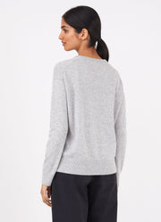 Women's Cashmere Crew Neck Jumper in Grey Melange