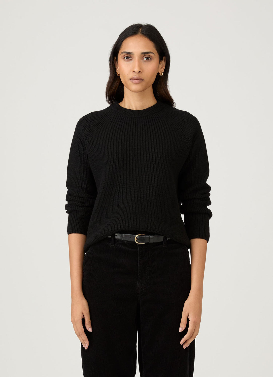 Women's Wool Cashmere Rib Jumper in Black