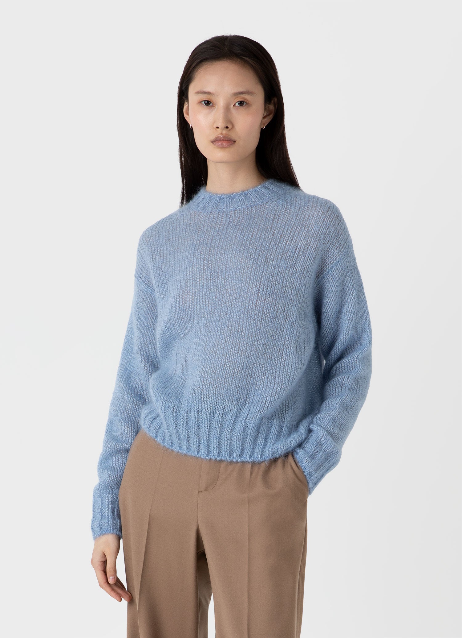 Women's Mohair Silk Jumper in Cornflower | Sunspel