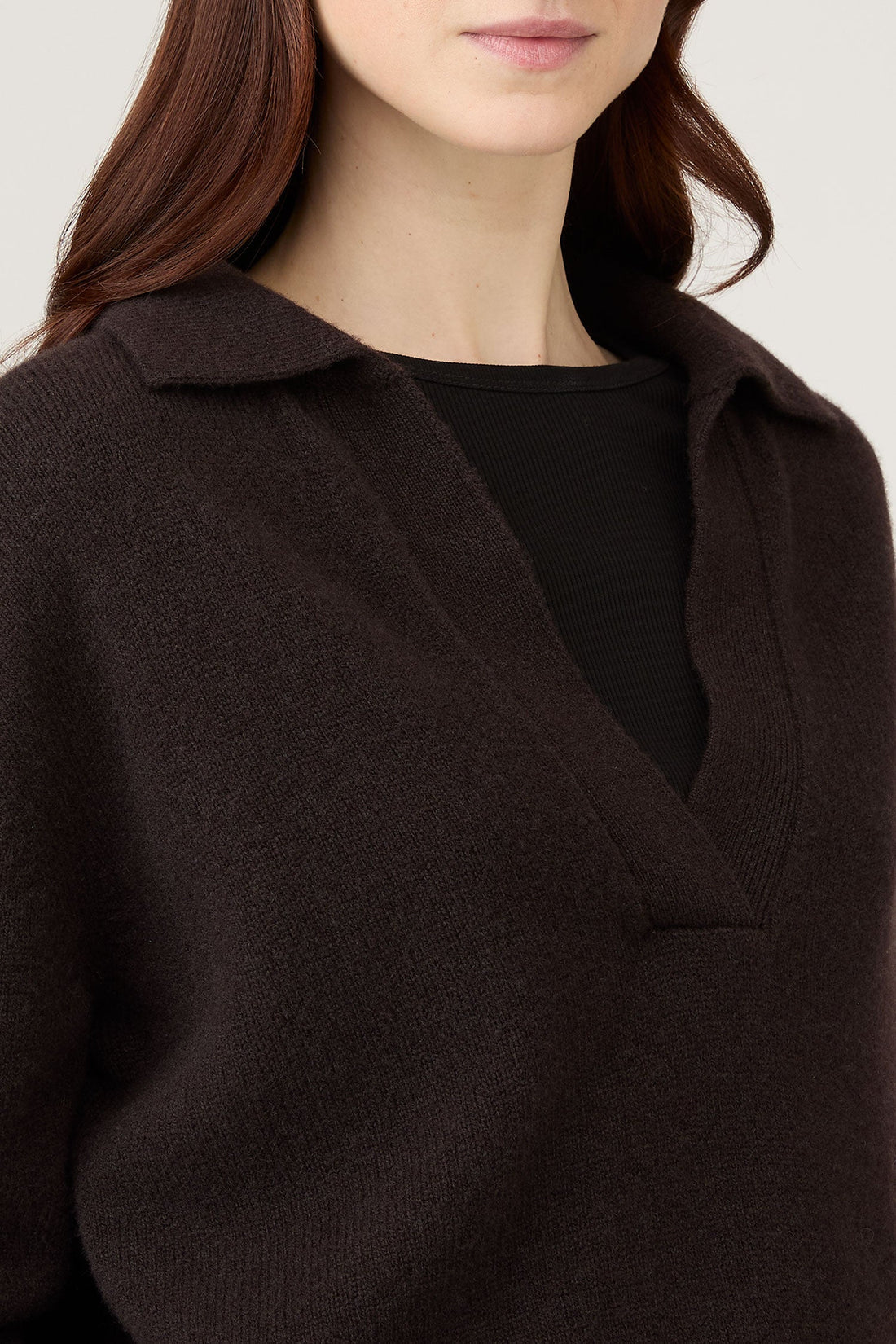 Women's Lambswool Polo Neck Jumper in Truffle