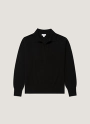 Women's Cashmere Polo Shirt in Black