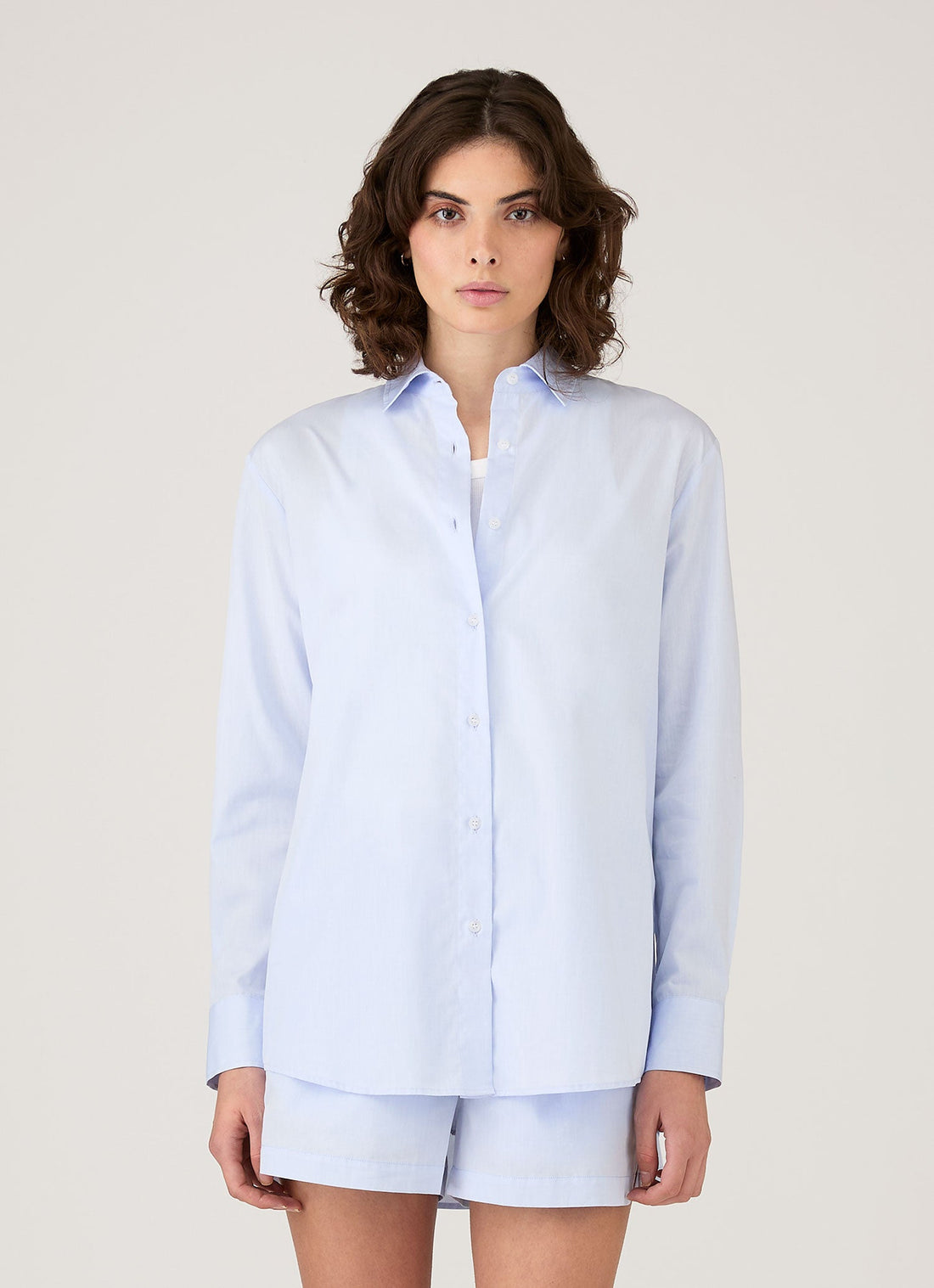 Women's Relaxed Poplin Shirt in Pastel Blue