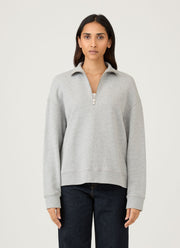 Women's Half Zip Loopback Sweatshirt in Grey Melange