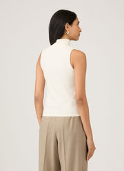 Women's Sleeveless High Neck Top in Ecru