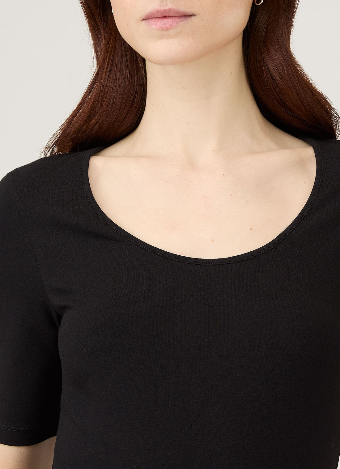 Women's Stretch Cotton Scoop Top in Black