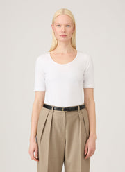 Women's Stretch Cotton Scoop Top in White