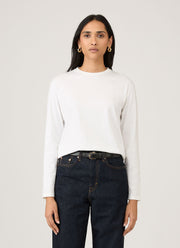 Women's Long Sleeve Boy Fit T Shirt in White