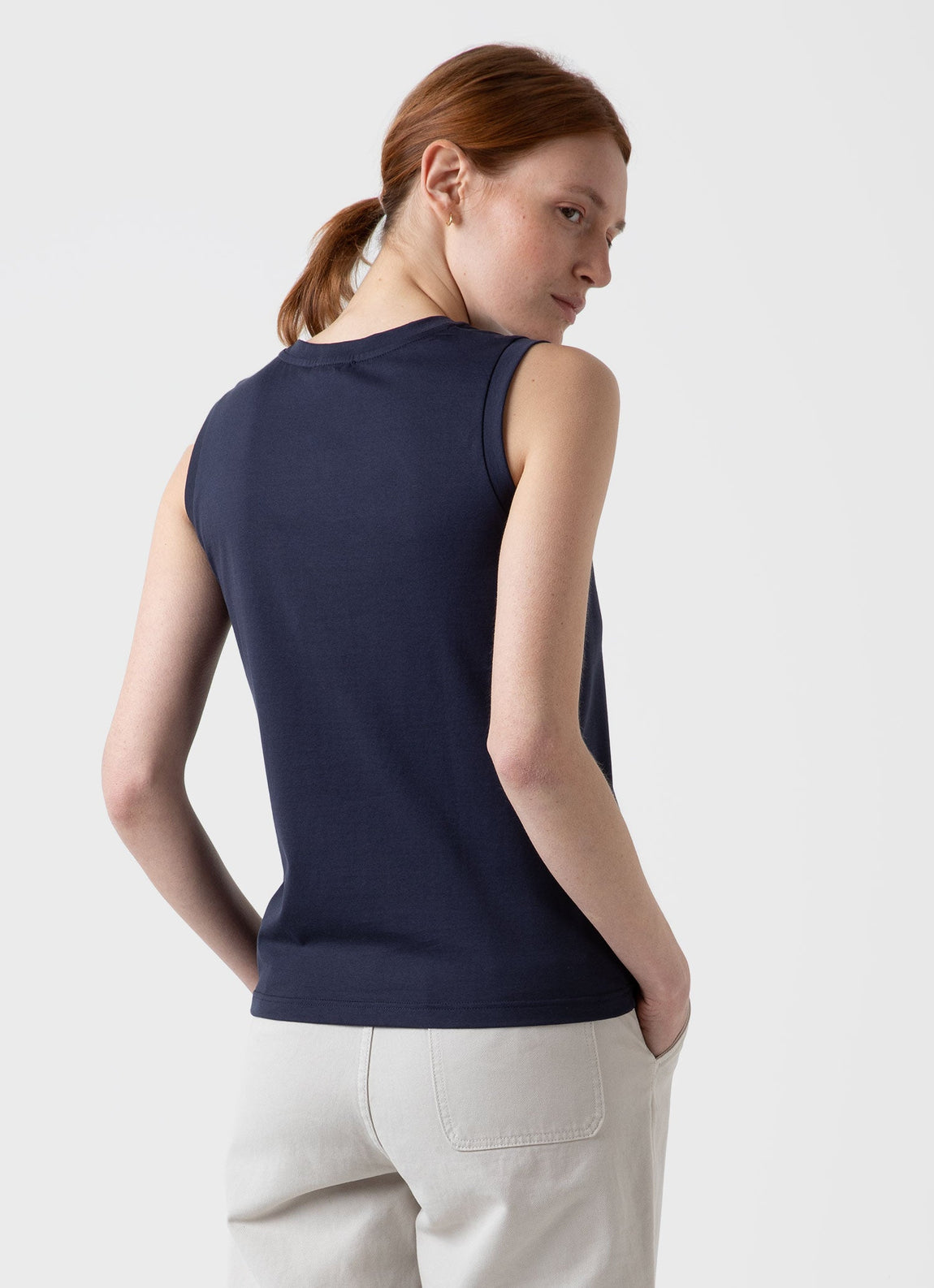 Women's Boy Fit Tank in Navy