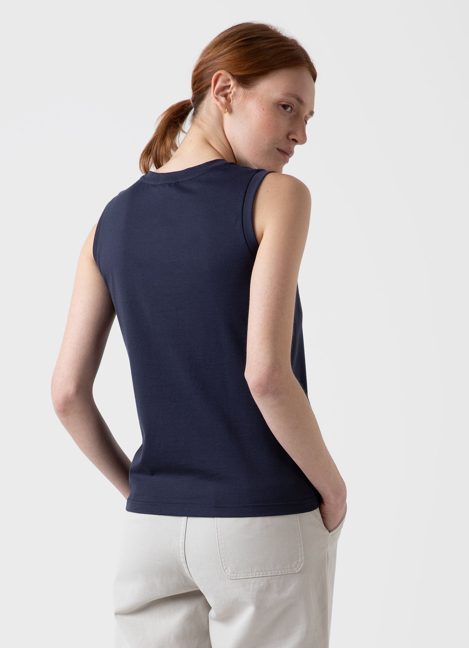 Women's Boy Fit Tank in Navy