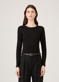 Women's Ribbed Long Sleeve T-shirt in Black