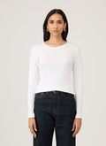 Women's Ribbed Long Sleeve T-shirt in White