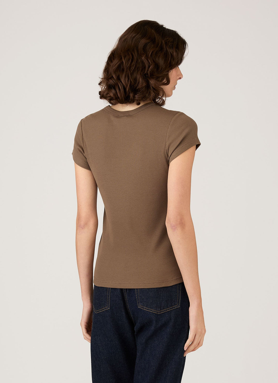 Women's Ribbed T-shirt in Dark Cedar