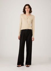 Women's Ribbed Henley in Hazelwood