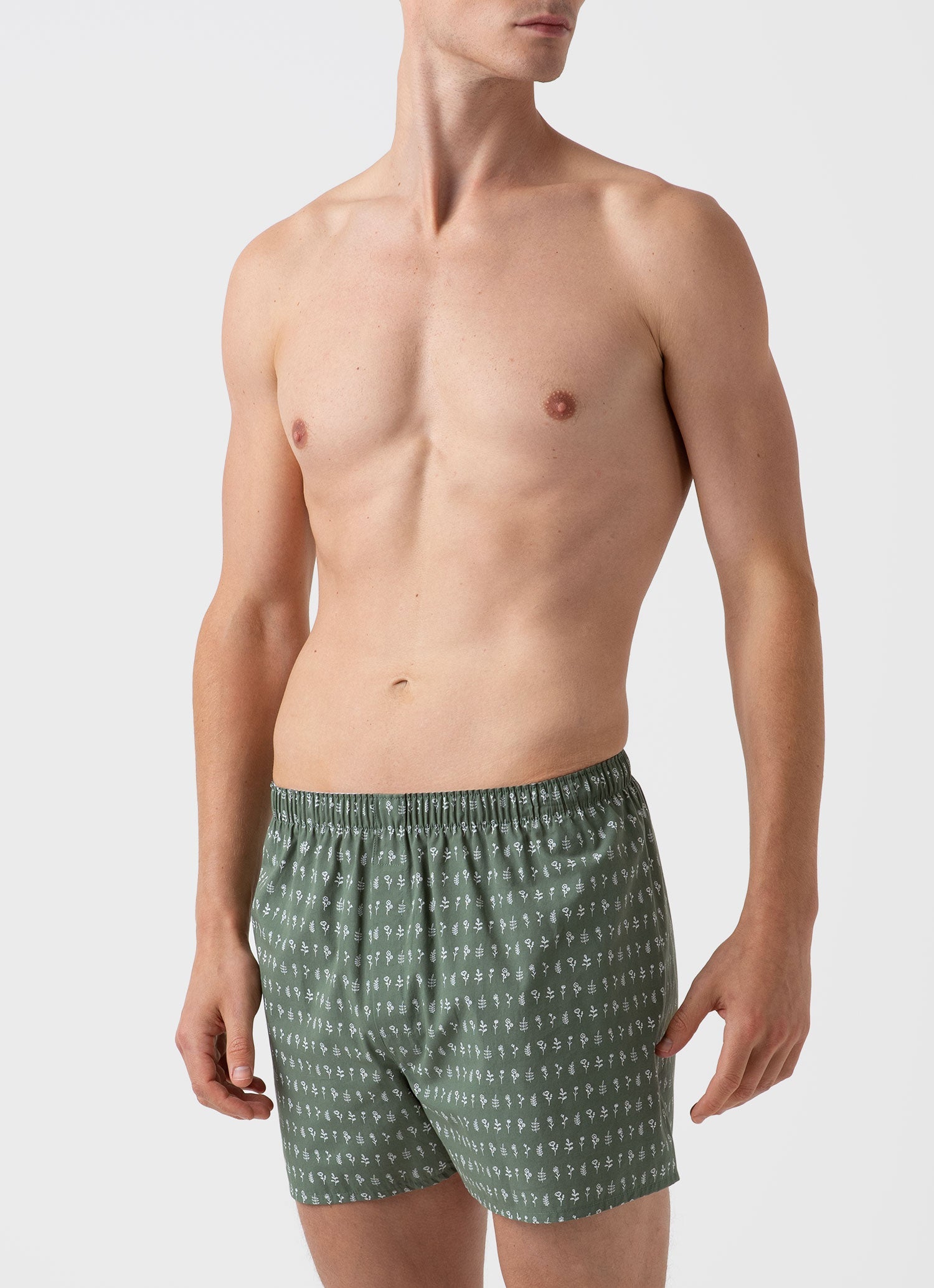 Men's Classic Print Boxer Shorts in Thyme Mini Florals