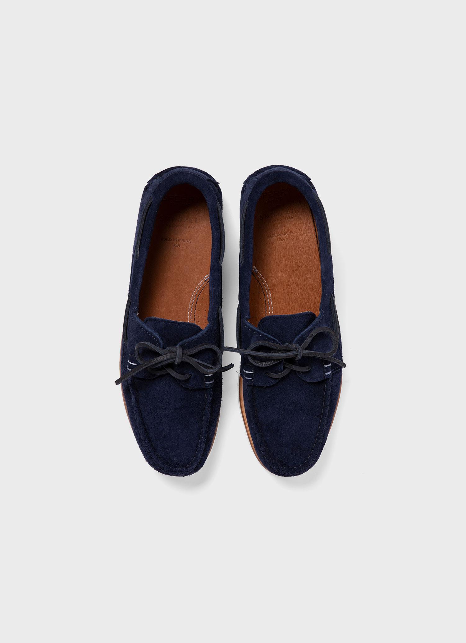 Men's Sunspel and Sperry Suede Boat Shoe in Navy