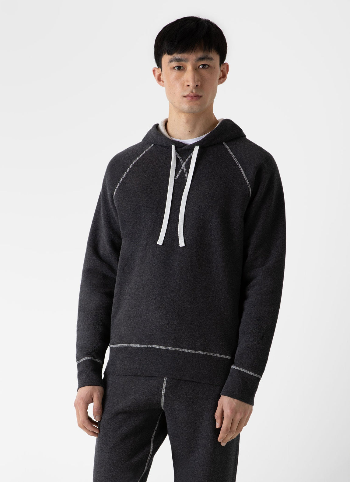 Men's Fleeceback Hoody in Charcoal Melange