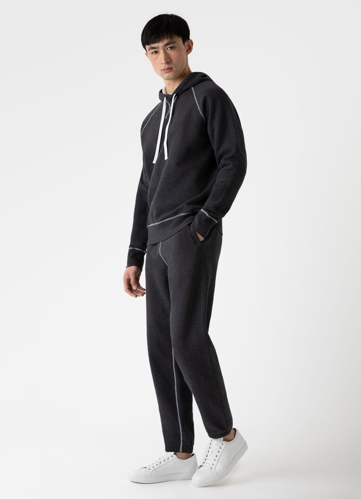Men's Fleeceback Hoody in Charcoal Melange