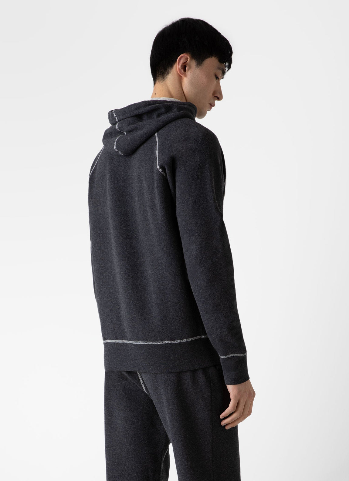 Men's Fleeceback Hoody in Charcoal Melange