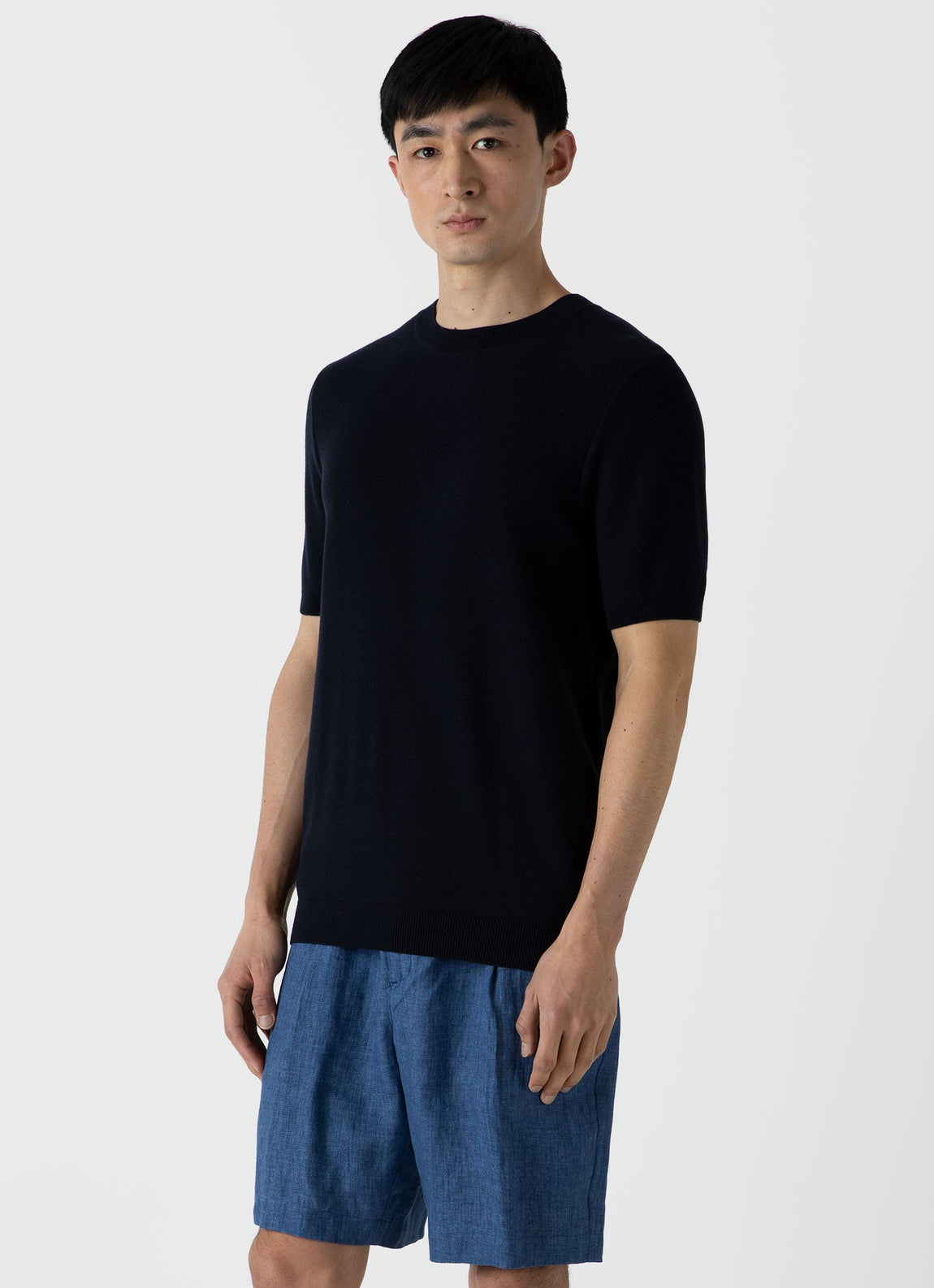 Men's Honeycomb Knitted T-shirt in Navy