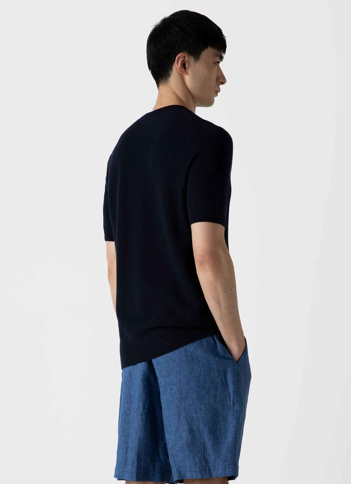 Men's Honeycomb Knitted T-shirt in Navy