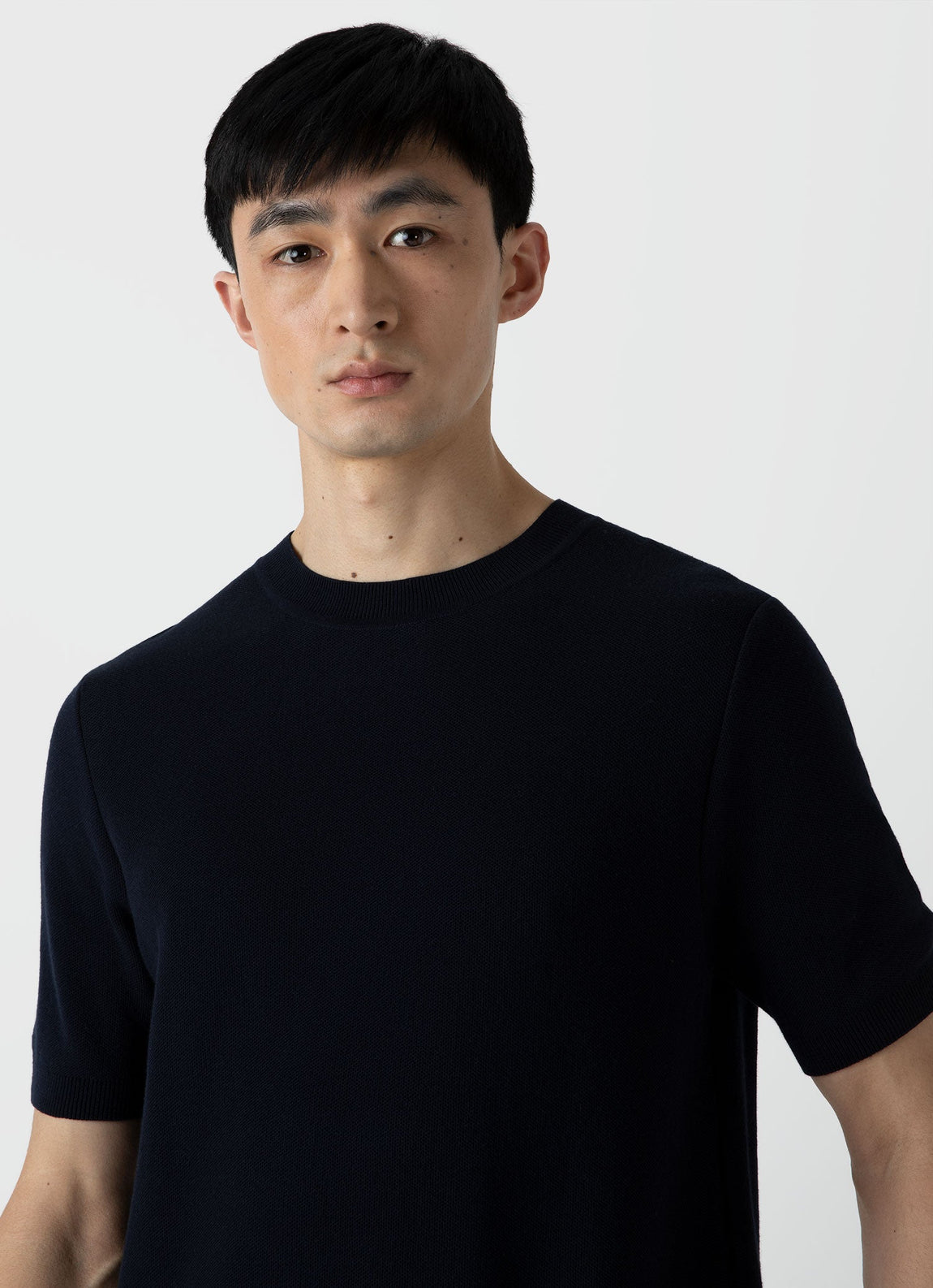 Men's Honeycomb Knitted T-shirt in Navy