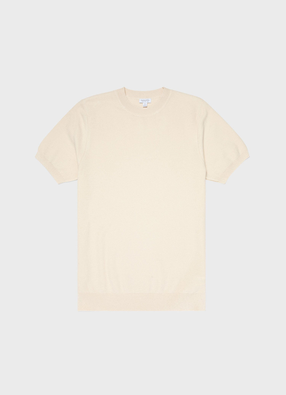 Men's Honeycomb Knitted T-shirt in Ecru