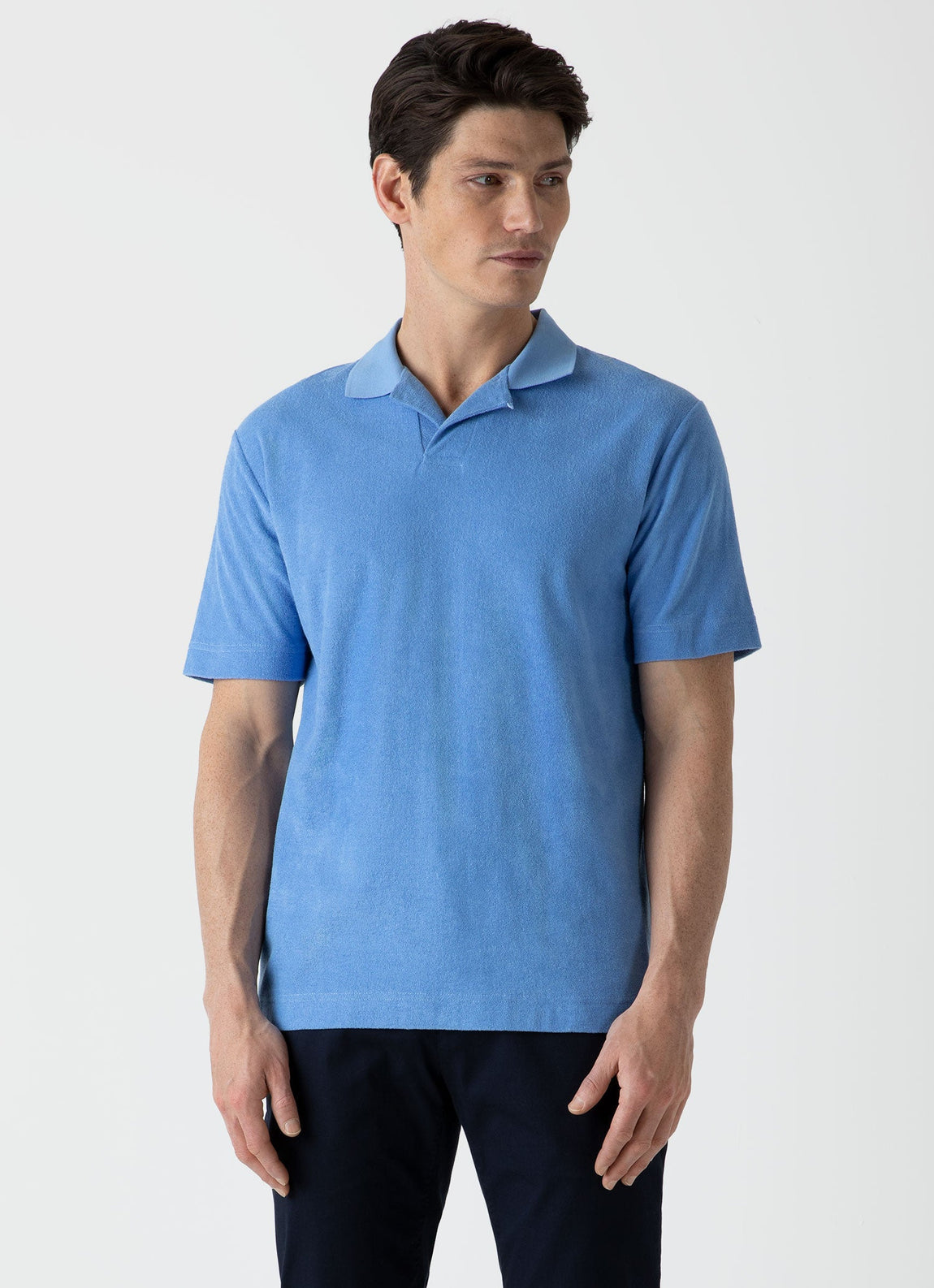 Men's Towelling Polo Shirt in Cool Blue