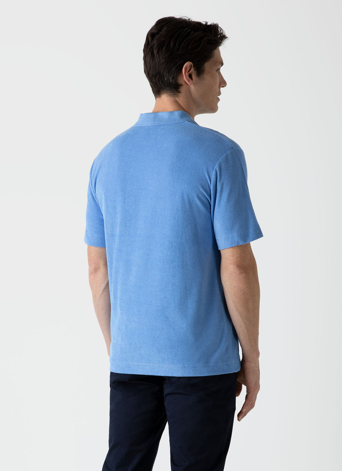 Men's Towelling Polo Shirt in Cool Blue