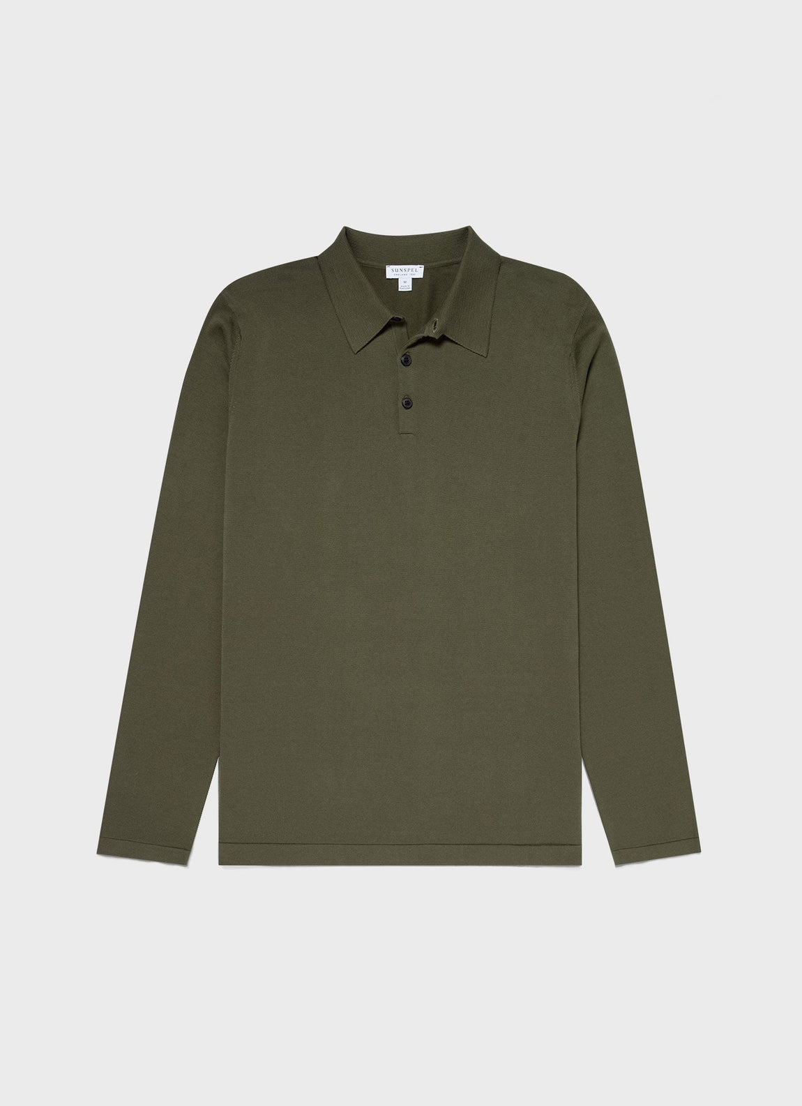 Men's Long Sleeve Sea Island Cotton Knit Polo Shirt in Hunter Green