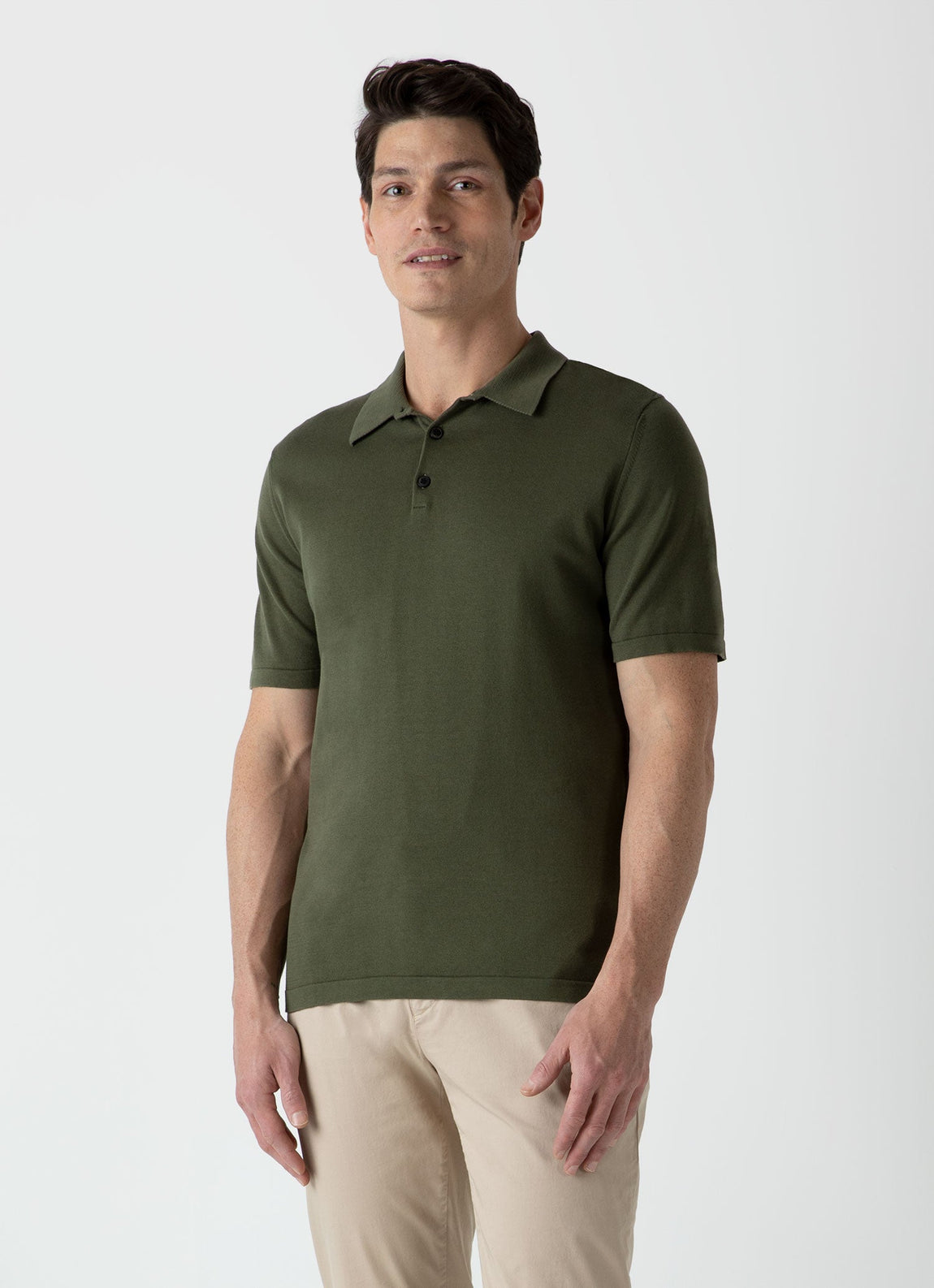 Men's Sea Island Cotton Polo Shirt in Hunter Green