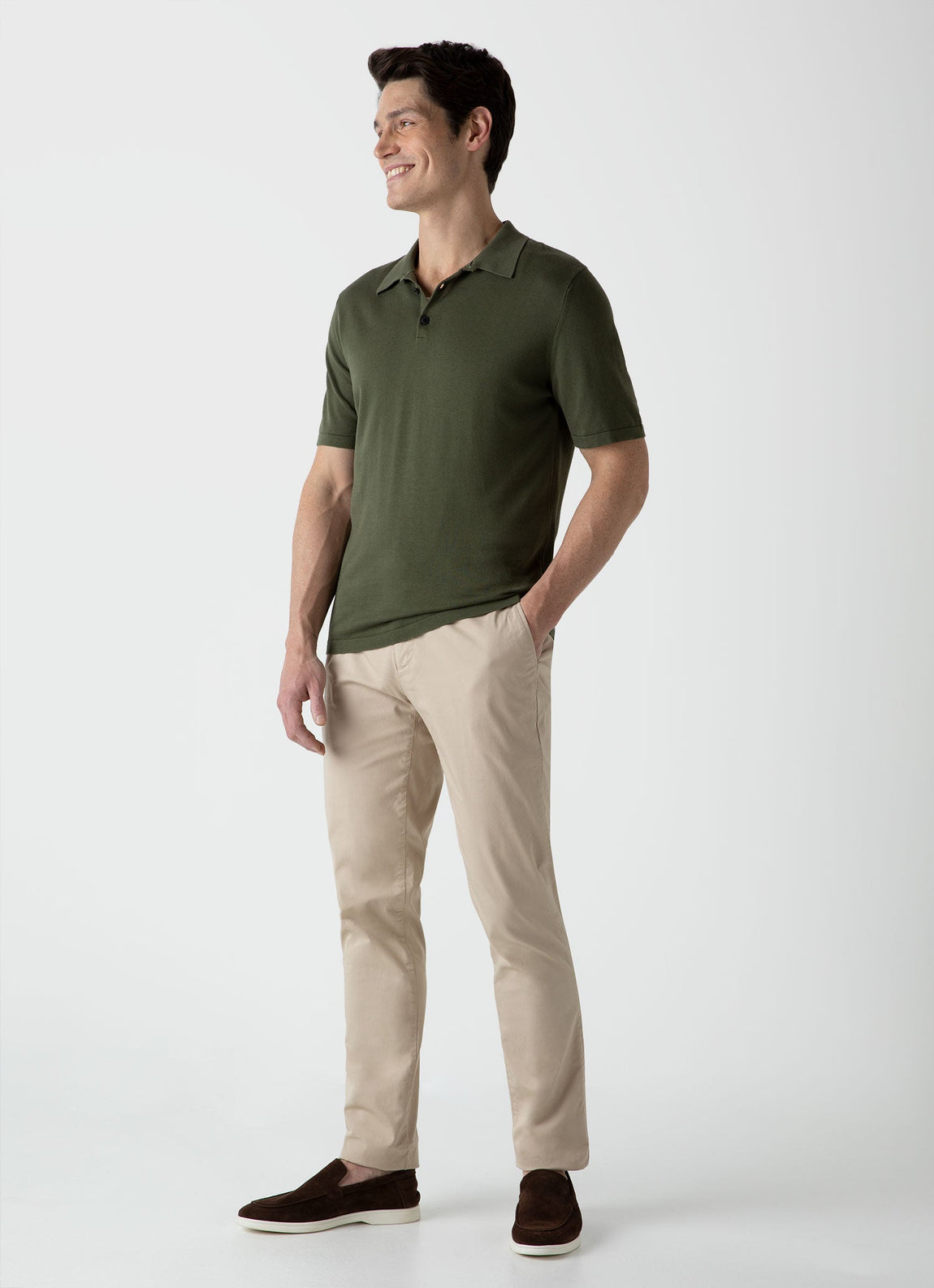 Men's Sea Island Cotton Polo Shirt in Hunter Green