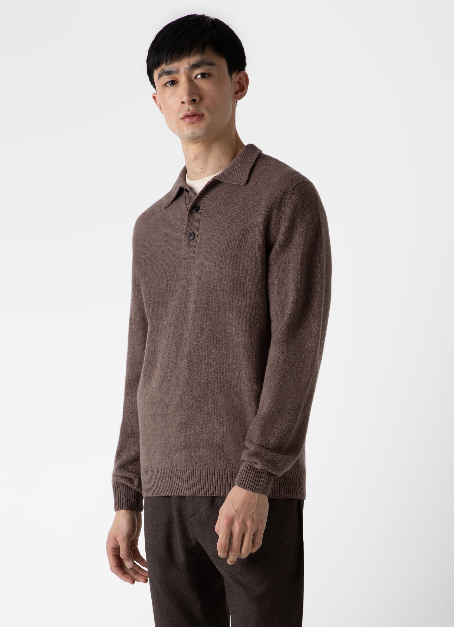 Men's Lambswool Polo Shirt in Cedar